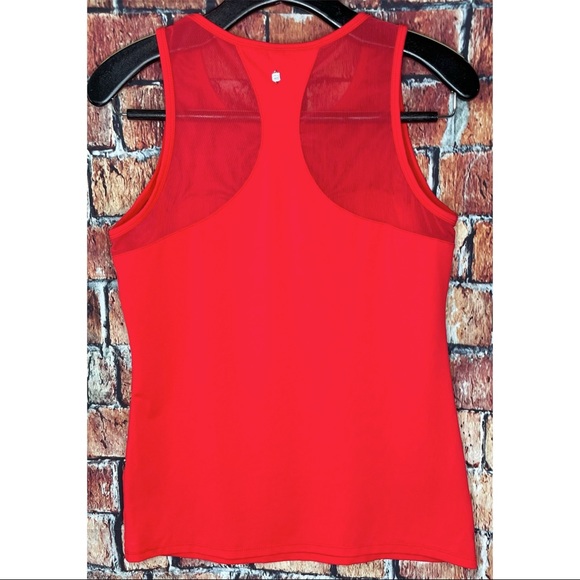 Fabletics Women’s Helena Red Sheer Mesh Panel Sweetheart Neck Tank Top Small - Picture 4 of 5